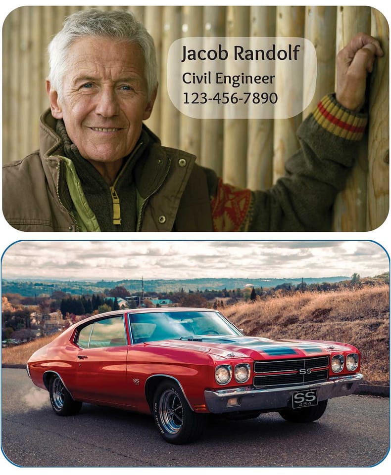 engineer with vintage super sport car