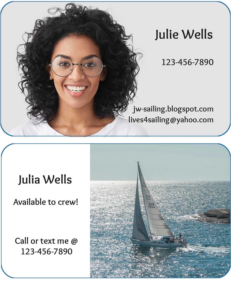 woman offering to crew on sailboats