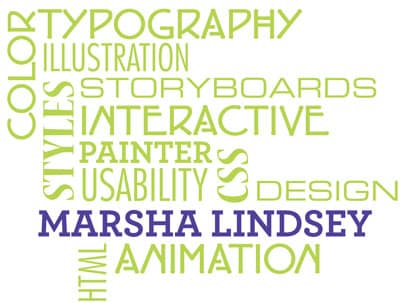 Typographic logo for myself, Marsha Lindsey