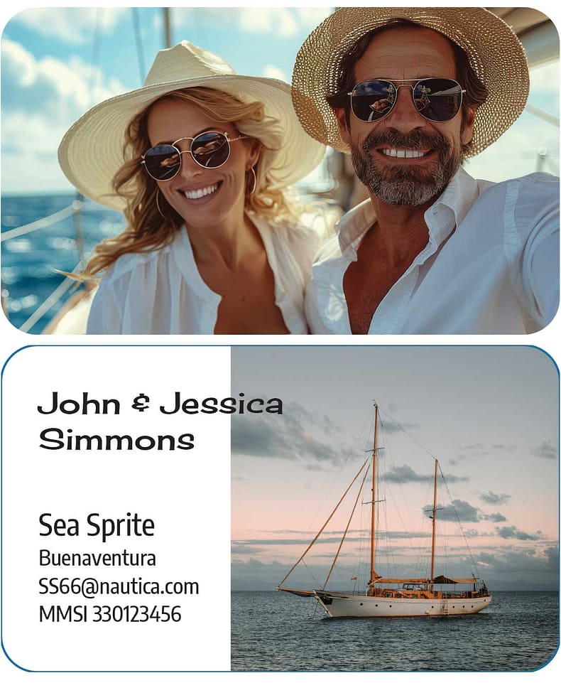 couple with ocean-going sailboat