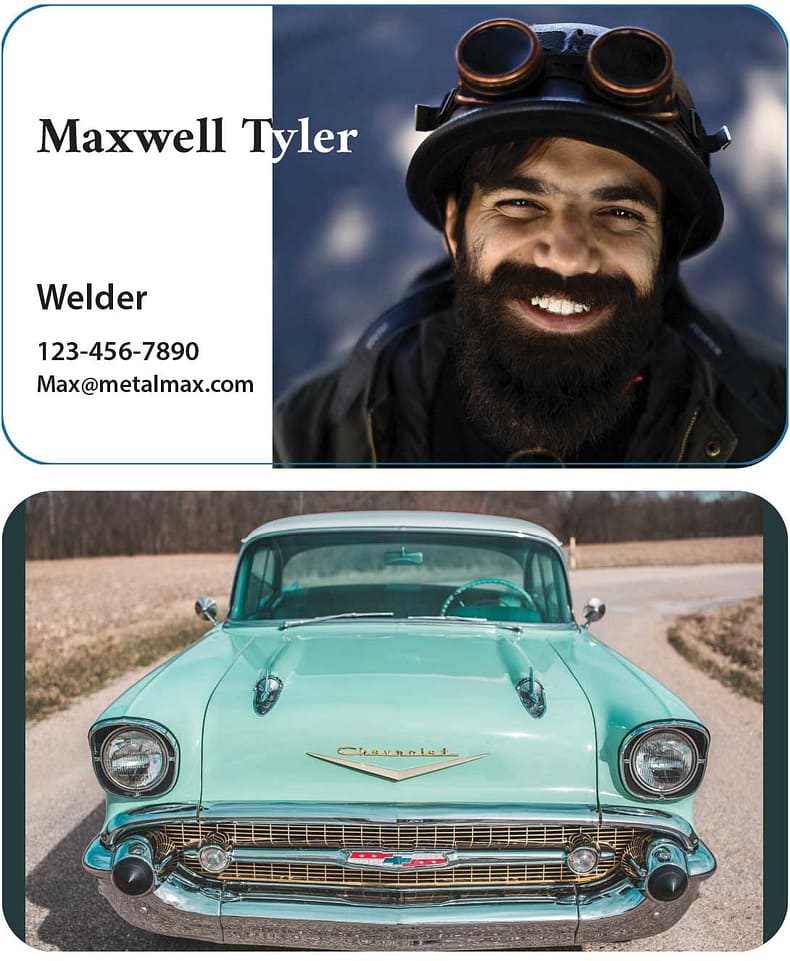 Sample card for a welder